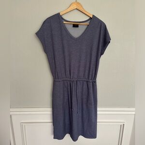 32 Degrees Heathered Navy Blue Midi Dress with Drawstring Waist